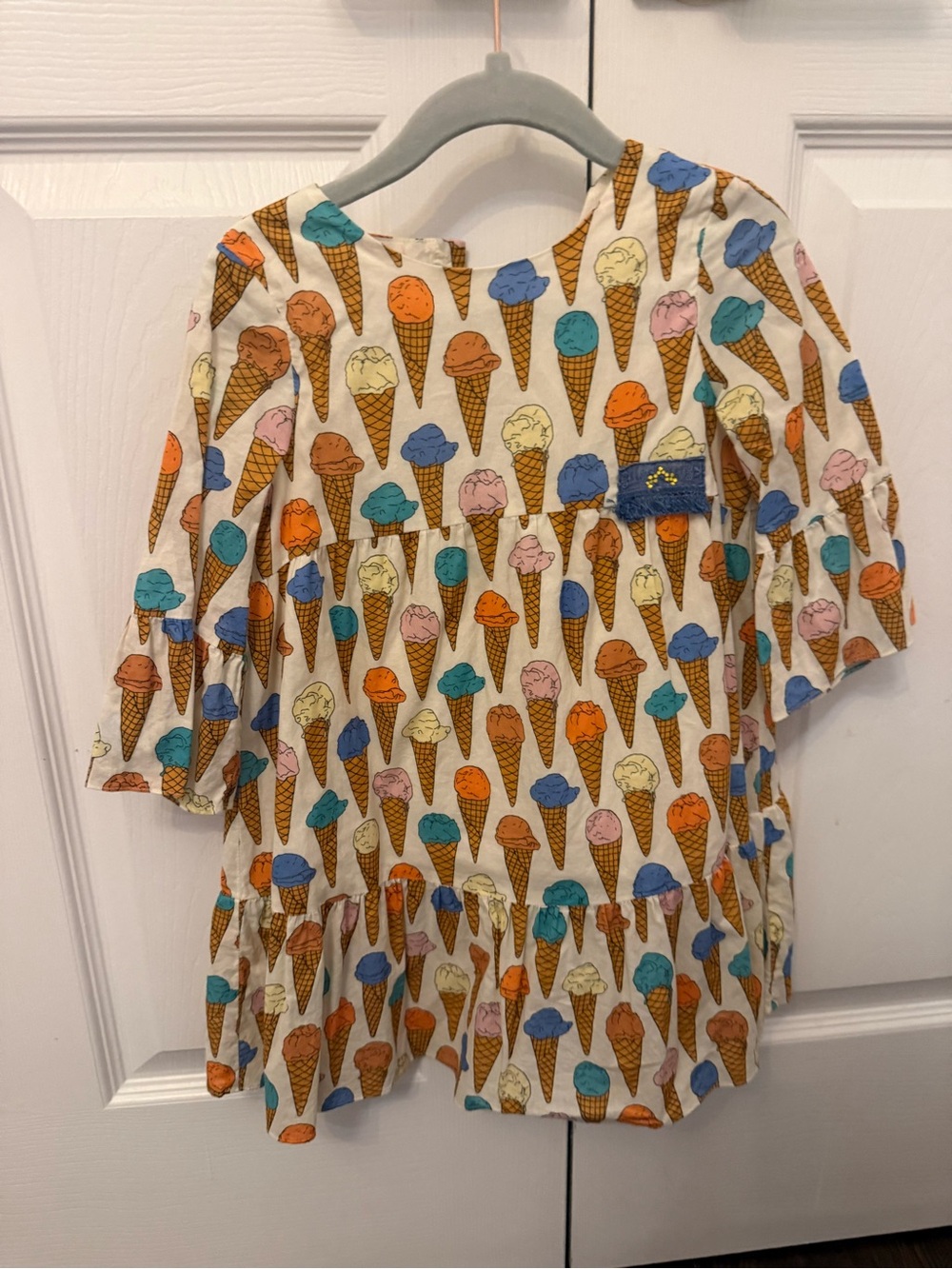 Nano(Spain)-Girls' Ice Cream Cone Print Peplum Dress - Multicolor
